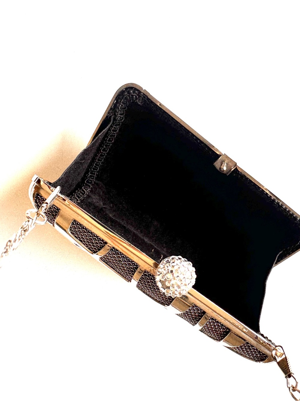♥️ Women's Metallic Geometric Evening Clutch - Silver w Black Interior